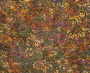 Quality Batik Fabric Cotton Multi-Color Grape & Leaf  Pattern 44" x 1 yard - Picture 1 of 2