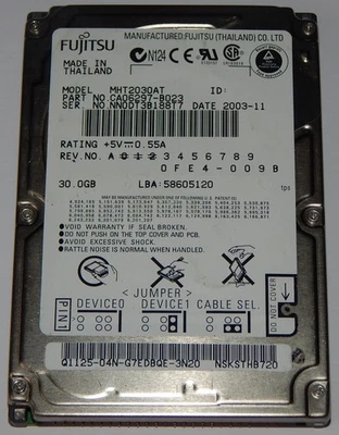Fujitsu MHT2030AT 2030AT 30GB 44pin IDE 2,5" HDD Festplatte 30 GB Hard Disk - Bild 1 von 4