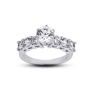 3.67ct G-VS2 Round Natural Diamonds 18k Classic Ring with Wedding Band - Picture 1 of 7