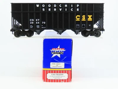 G Scale USA Trains R14085 CSX CSXT 3-Bay Woodchip Hopper #295470 w/ Load - Image 1 of 4