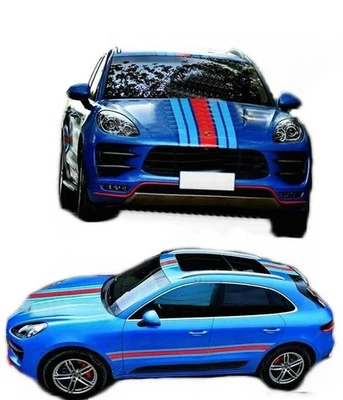 Calcomanías gráficas de vinilo para coche Porsche Macan Cayenne 718 Racing a rayas Foto 1 de 4