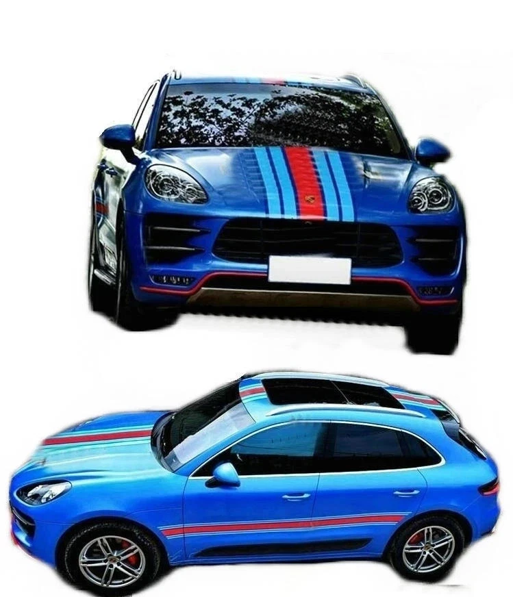 Calcomanías gráficas de vinilo para coche Porsche Macan Cayenne 718 Racing a rayas Foto 1 de 4