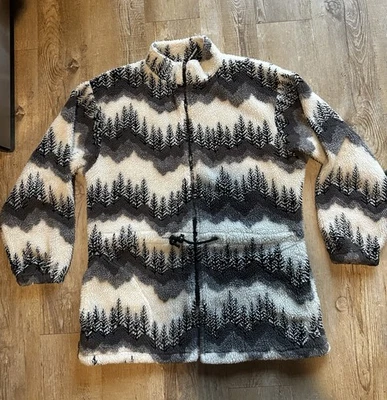 Vintage Black Mountain All-over Print Fleece Jacket Women's Large Full Zip 90s - Image 1 of 4