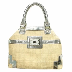 Anya Hindmarch Handbag Basket Bag Logo Switch Leather Metallic Beige Gold Used f - Picture 1 of 24