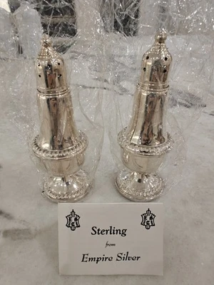 Empire Sterling Co Sterling Silver Salt And Pepper Shakers #242 G NEW In Plastic - Image 1 of 2