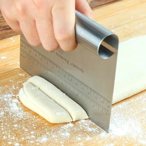 Stainless Steel Dough Scraper with Ruler – Pizza Pastry Fondant Cutter Tool - Picture 1 of 7