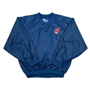 Vintage 90s Cleveland Indians MLB Pro Player Pullover Windbreaker Jacket Size M - Picture 1 of 8