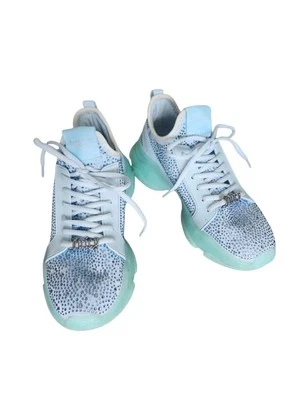 Tênis feminino Juicy Couture robusto Adana com cadarço strass tamanho 8 azul-petróleo - Imagem 1 de 4