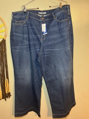 Pantalones de mezclilla Lands End azules de pierna ancha elásticos talla 24W nuevos con etiquetas Foto 1 de 4