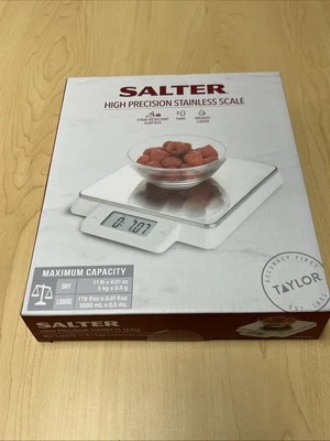 Báscula de cocina digital de acero inoxidable de alta precisión SALTER - 11 lb de capacidad - 1078SS Foto 1 de 4
