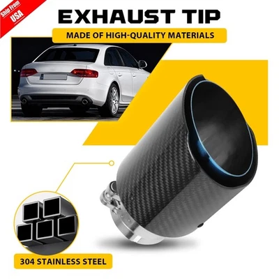 Punta de escape de acero inoxidable quemada de fibra de carbono para Audi A3 A4 A5 S5 de 2,5" ID a 3,5" OD Foto 1 de 4