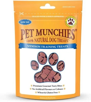 Pet Munchies Venison & Beef Liver Dog Training Treats, Grain Free Tasty Bites