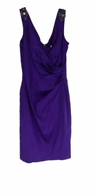 $795 A.L.C. Vestido vaina para mujer púrpura sin mangas con sobrepelliz acanalado cuello en V talla 2 Foto 1 de 3