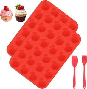 Muffin Backform, 2 Stück Muffinform Silikon 24 Cavity Mini Muffins Backform, Sil - Bild 1 von 3