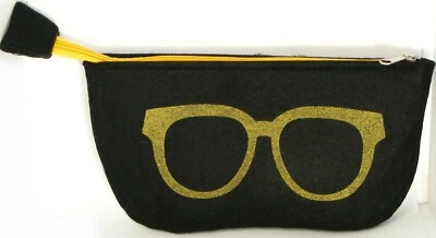 NUEVO Estuche Suave Fuerte Fieltro NEGRO/AMARILLO con Cremallera para Todas las Gafas de Sol Anteojos Foto 1 de 4