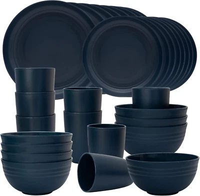 Juegos de vajilla de plástico para 8, 32 piezas irrompibles, ligeros y reutilizables Dinnerwa Foto 1 de 4