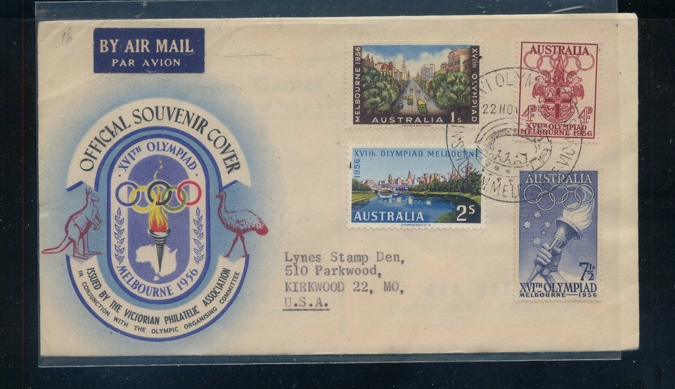 Australia Olympic Color Cachet Cubierta 1956   Foto 1 de 1