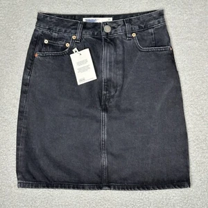 ASOS Denim Pencil Skirt Womens Size 4 TALL Black Grunge Goth Girl Gothic Y2K - Picture 1 of 11