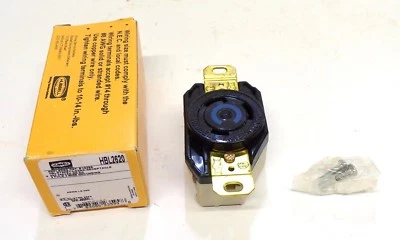 HUBBELL TWIST-LOCK RECEPTACLE SINGLE FLUSH 30A 250V 2-POLE 3-WIRE HBL2620 - Image 1 of 3
