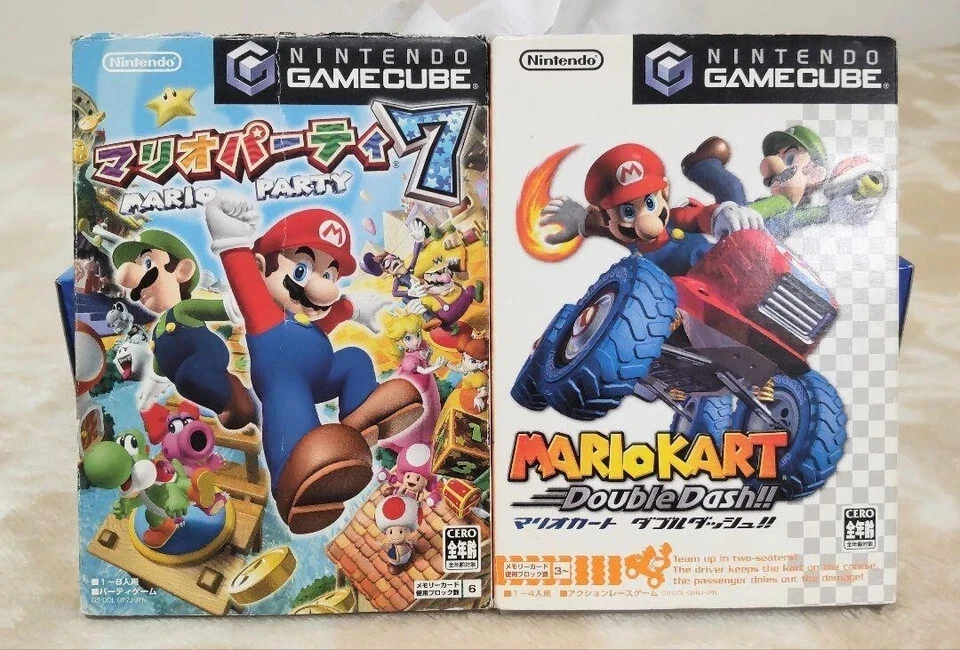 SYY86 Nintendo Gamecube Mario Party 7 Mario Kart 2Games Japan SET ship free - Image 1 of 1