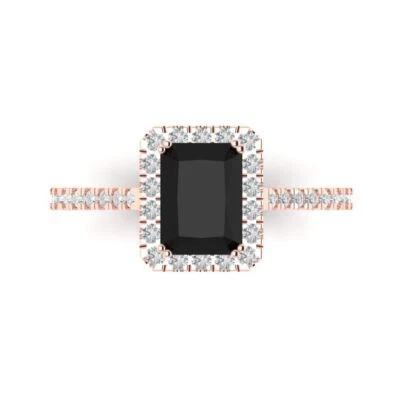 1.86 cttw Emerald-Cut Natural Onyx Solitaire Engagement Ring (14K Rose Gold) - Image 1 of 4