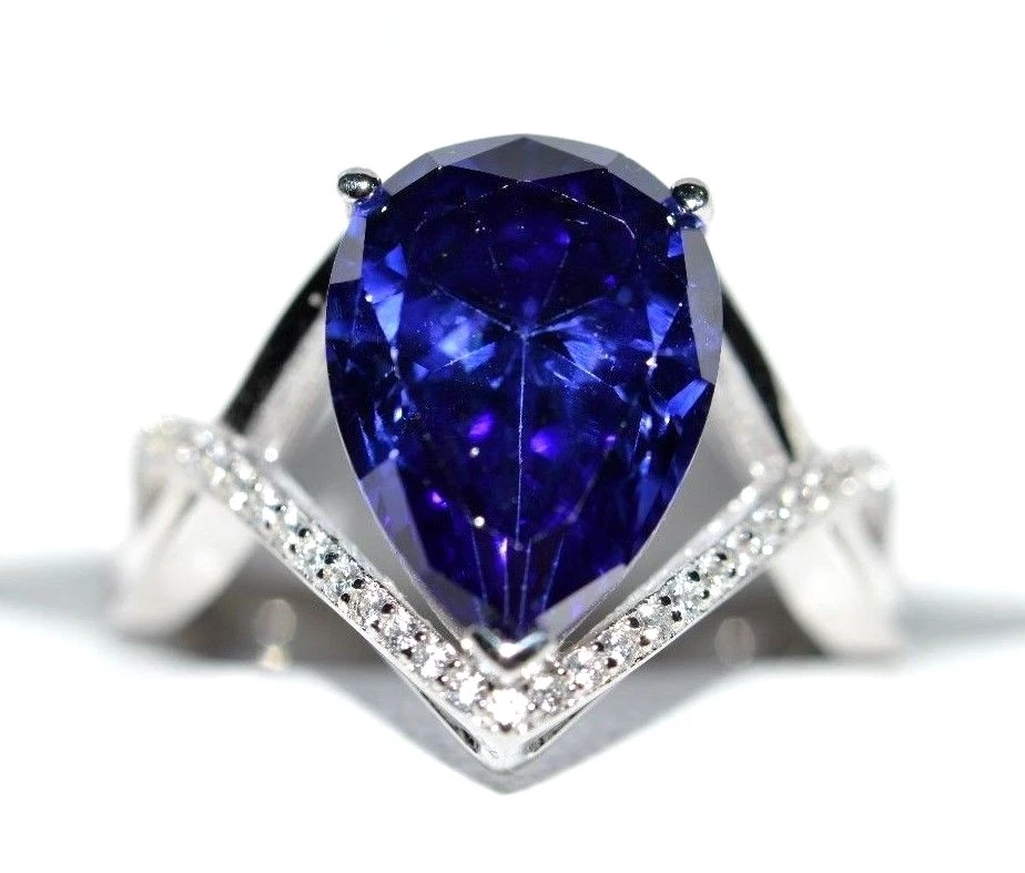 8 ct PREMIUM Simulado AAA TANZANITA Y 40 DIAMANTES GITANOS 14K CON RELLENO DE ORO S7. Foto 1 de 4