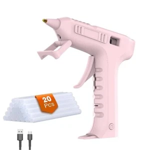 Cordless Electric Hot Melt Glue Gun Rechargeable DIY Repair Heating Tool Pink - Picture 1 of 6
