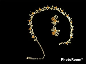 Vintage Signed Duane Rhinestone Choker Necklace/Earring Set. Twist on earrings - Picture 1 of 12