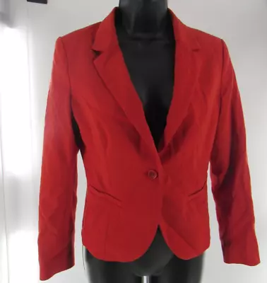 Blazer para mujer H&M rojo liso negro lino botón único chaqueta blazer talla 8 EE. UU. Foto 1 de 4