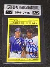 RYNE SANDBERG & CECIL FIELDER 1991 FLEER SIGNED AUTOGRAPH CARD 709 CAS AUTHENTIC