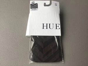 NWT Hue Geo Sheer Herringbone Tights w/ Control Top Size S/M Espresso #831G - Picture 1 of 2