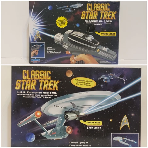 Star Trek Original Series Classic Phaser Light & Sounds or U.S.S. Enterprise NEW Cover