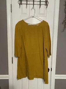 Bryn Walker Linen Bre Tunic ~ Mustard Yellow Gold ~ M ~ Split Sides ~ B:46" ~ EC - Bild 1 von 7