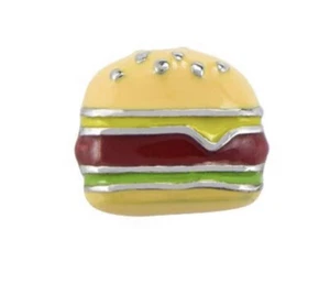 Genuine Origami Owl JUICY CHEESEBURGER SLIDER Burger Floating Enamel FOOD Charm - Picture 1 of 3