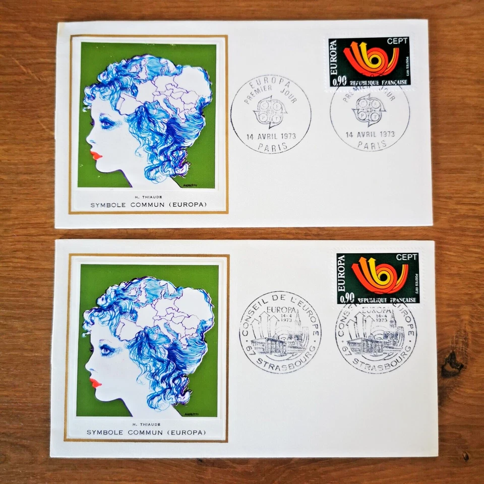 ⭐ FRANCE 2 Enveloppes FDC EUROPA Conseil de l'Europe 1973 SERIGRAPHIE THIAUDE⭐ - Photo 1/1
