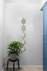 MirrorOutlet Large Gold Metal Framed Tear Drop Wall Mirror - 49" X 6" 124x15cm - Picture 1 of 6