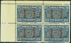 CANAL ZONE #62a, 5¢ blue, ovpt reading down, Block of 4, og, NH, Scott $480.00 - Picture 1 of 1