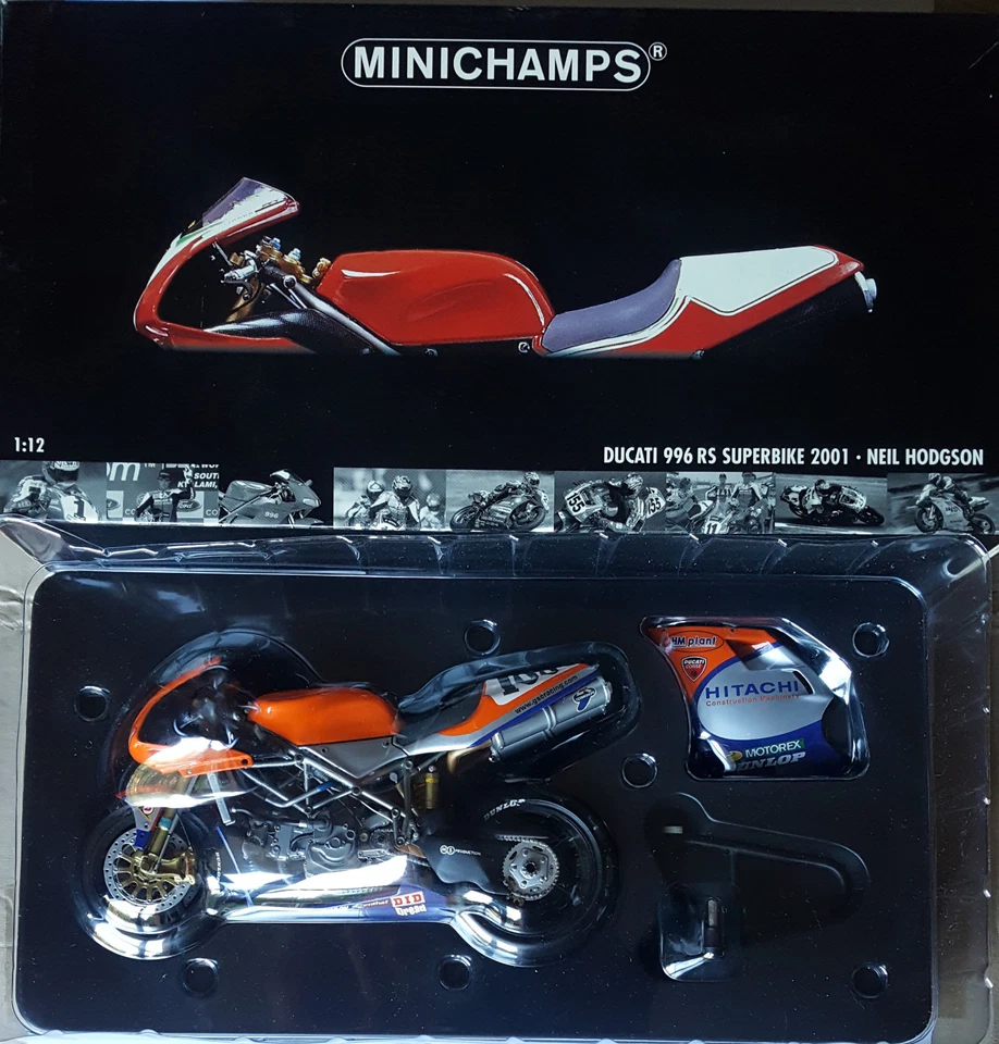 MINICHAMPS NEIL HODGSON DUCATI 996 RS SBK 2001 1:12 VERY RARE !! - Immagine 1 di 1