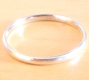 Gr. 7,5 Vintage massiv Sterling Silber 925 klassischer Ehering 2 mm Damen Band - Bild 1 von 8