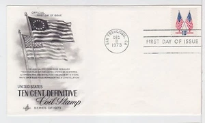 TurtlesTradingPost- Crossed Flag 10 Cent Coil -1973 FDC #1519- Artcraft Cachet - Picture 1 of 1