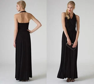 Reino Unido 10 MONSOON Negro Lindsey Jersey Halterneck Encaje Maxi Vestido combinado EU38 £ 139 - Imagen 1 de 5