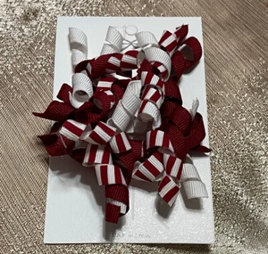 Gymboree RED & WHITE STRIPES CURLY RIBBON HAIR CLIP BARRETTE SET - Picture 1 of 2