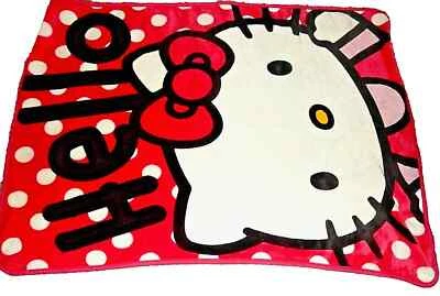 2J!WOW! Manta de felpa sedosa Minky 40x50 HELLO KITTY rosa lunares Foto 1 de 2
