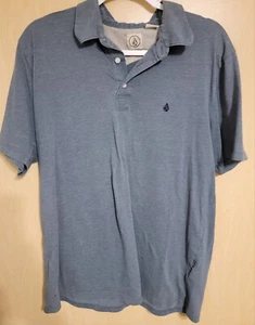 Volcom Collared Short Sleeve Blue Polo Shirt Size Men’s Large logo  - Picture 1 of 5