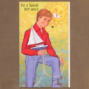 Unused Vintage Norcross AGE SELECTABLE BIRTHDAY Card FOR BOY, Toy Sailboat Sun - Picture 1 of 6