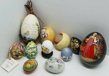Vtg Easter Egg Collectible Estate Lot of 11 Hand Painted Ceramic Enamel Gourds