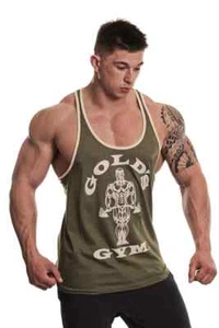 Gold's Gym Men's Muscle Joe Contrast Stringer Vest, Army Marl (S/M/L) - Picture 1 of 3