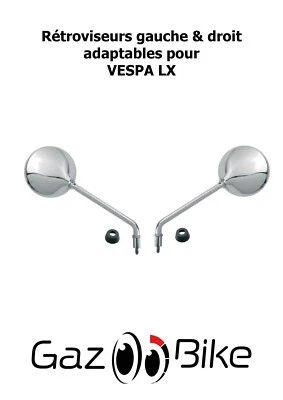 Paire Rétroviseur adaptable gauche & droit VESPA LX de 2005 à 2015 - Photo 1/3