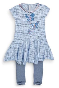 BNWT NEXT BUTTERFLY DRESS AND LEGGINGS SET SIZE 7 YEARS - Picture 1 of 5