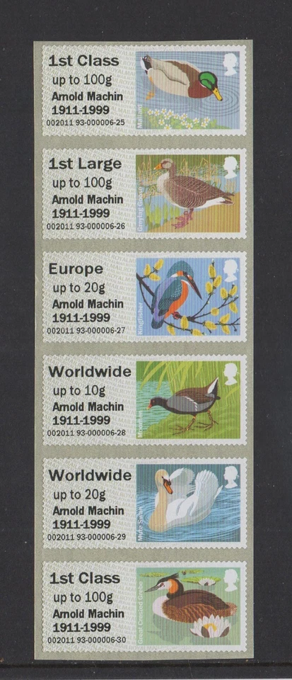 ERROR!  BIRDS 3  HYTECH STAMPEX  ARNOLD MACHIN OVERPRINT COLL Strip POST GO RARE - Image 1 of 1